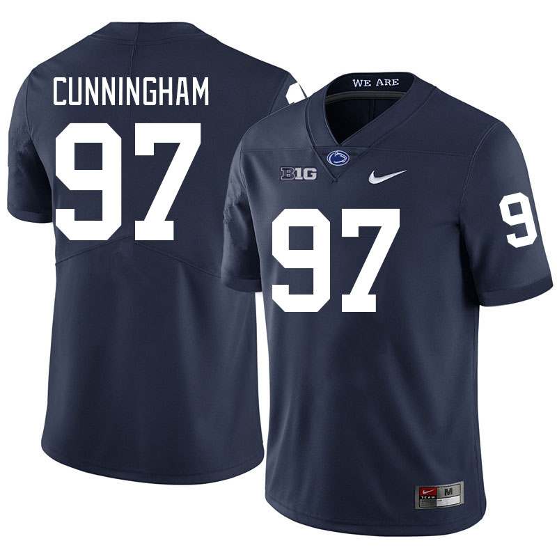 Men #97 T.A. Cunningham Penn State Nittany Lions College Football Jerseys Stitched-Navy